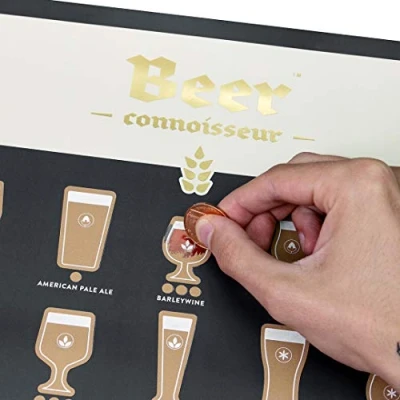 Image of Luckies of London Beer Connoisseur Scratch Off Poster Unique Map Wall Decor for Home, Kitchen, Office &amp; Bar with 42 Tasty Beers and a Handy Guide Book