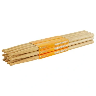 Image of World Rhythm Drumsticks 5A by Wood Tip Pairs of Hickory Drum Sticks Stick Brick, 6