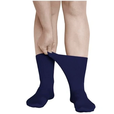 Image of vitsocks Women&#039;s Extra Wide Top Loose Fitting Diabetic Socks (3 PAIRS) Swollen Feet Ankles Legs, Ladies Size, dark blue, 2.5 5.5