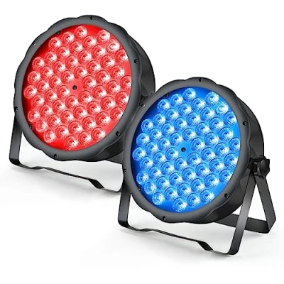 Image of BETOPPER Stage Lights Strobe LED Par 54 * 1.5w RGB 3 in 1 DMX512 Lightweight Disco Light DJ for Party Wedding Club Bars Show (2 Pack)