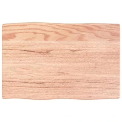 Image of vidaXL Light Brown Solid Oak Wood Table Top with Live Edge 60x40x2 cm for Home or Commercial Use Versatile and Durable