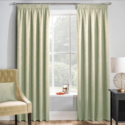 Image of Enhanced Living Matrix Green Thermal Blockout Tape Top Curtains 66 x 54 inch (168 137cm) Energy Saving for Room/Bedroom