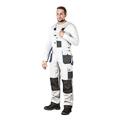 Image of Leber&amp;Hollman LH FMN B_WSN48 Formen Protective Bib Pants, White Gray Blue, 48 Size