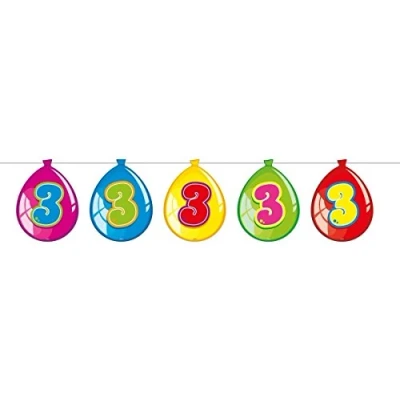 Image of Folat 3rd Birthday Balloon Garland Multicolor 10 Meters