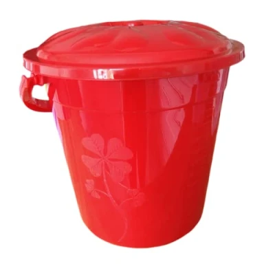 Image of Asude Plastic Bucket with Lid Handle Small Large Storage Bin Container Measures (Red, 5L)
