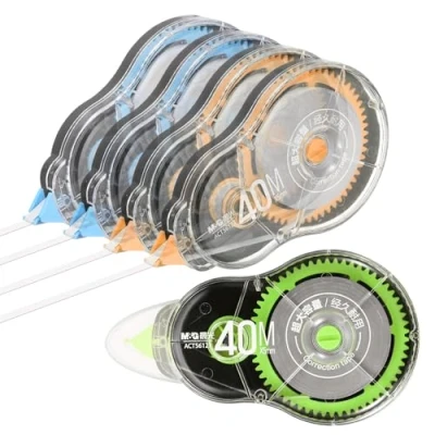 Image of M&amp;G 5 Pack 131 Ft White Out Tape, Correction Tape Tear Resistant Whiteout Easy to Use Instant Bulk Cool Transparent Dispenser for Classroom Office Home, Black
