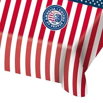 Image of USA Party Table Cover 130 x 180 cm, Blue red and white flag design