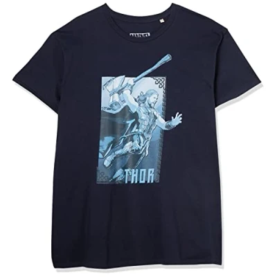 Image of Marvel Men&#039;s Metlatmts022 T Shirt, Navy Blue, S
