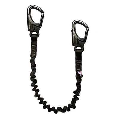 Image of Fusion Tactical 4ft 48&quot;x1&quot; Internal Elastic Bungee Military Police Personal Retention Helo Lanyard with Dual Locking Snap Hook 23kN Black