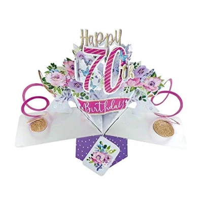 Image of Happy 70th Birthday Pop Up Greeting Card Original Second Nature 3D Cards