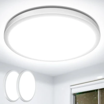Image of Lepro 24W 2400lm Ceiling Light, 29.3cm Large LED Bathroom 2.6cm Ultra Thin, Waterproof, Daylight White 5000K, Flush Light for Living Room, Bedroom, Kitchen, Garage and More, 2 Packs