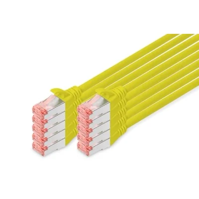 Image of DIGITUS CAT 6 S FTP patch cord, Cu, LSZH AWG 27/7, length 3 m, 10 pieces, color yellow