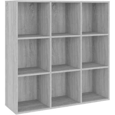 Image of vidaXL Grey Sonoma Book Cabinet Sturdy Freestanding Engineered Wood Storage Unit for Living Room, Bedroom, Office, Hallway 98x30x98 cm