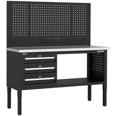 Image of Superline Pro Modular Workbench with 3 Drawers Stainless Steel Worktop 1525mm