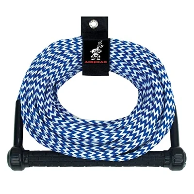Image of Airhead Water Ski Rope, Tractor Grip Handle,Blue and White, 1 Section, 75 Feet