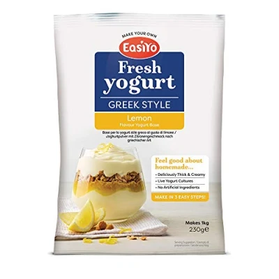 Image of Easiyo Greek Style Lemon Flavoured Yogurt Sachet 240g Makes 1 Litre Home Made Yoghurt Homemade