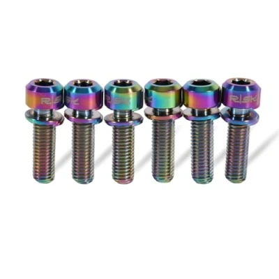 Image of Bicycle Stem Bolts, Screw, Titanium Alloy M5 x 18mm Bolts Screw with Washers Set for MTB Road Mountain Stem, Pack of 6 (Rainbow)