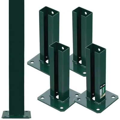 Image of KOTARBAU® Set of 4 Post Holders 60 x 40 mm Dowel Plate with Fence Base Galvanised and Powder Coated Screw On Sleeve Shoe for Posts Support Double Rod Mat Screwing