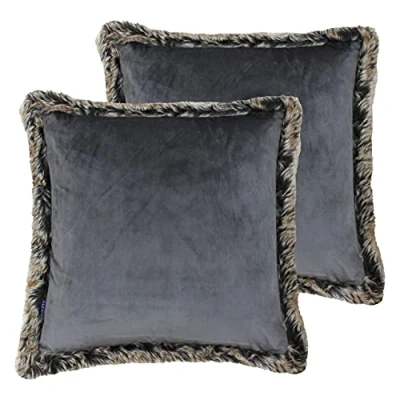 Image of Paoletti Kiruna Twin Pack Polyester Filled Cushions, Smoke, 45 x 45cm