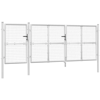 Image of vidaXL Mesh Garden Gate Silver 400x175 cm Galvanised Steel