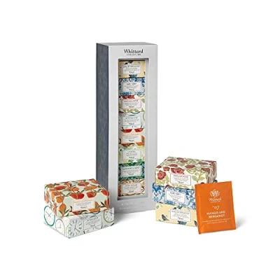 Image of Whittard of Chelsea Tea Discoveries Gift Set Collection Black &amp; Green Teas Suitable for Vegans Vegetarians 8 Flavours x 5 Teabags each