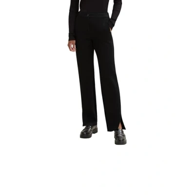 Image of TOM TAILOR Ladie&#039;s 1034542 Fabric Trousers with Slit, 14482 Deep Black, 38W / 32L