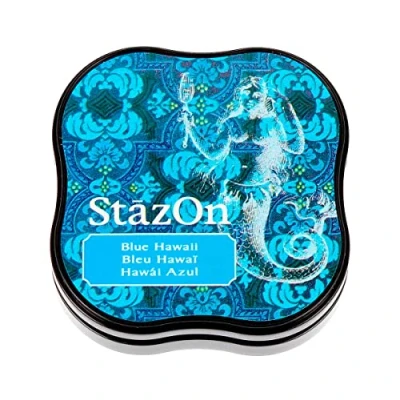 Image of Artemio Tsukineko StazOn Midi Blue Hawaii Ink Pad, Synthetic Material, 5.8 x 2.1 cm