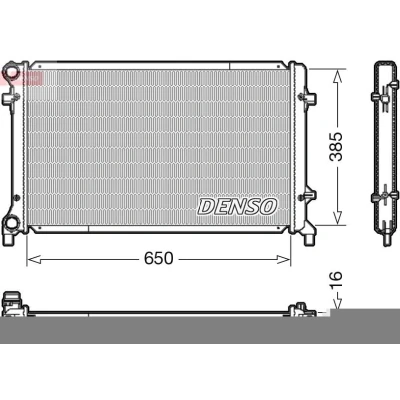 Image of 1K0121251BQ, 1K0121251BR, 1K0121251CE, 1K0121251F, 1K0121251P Engine radiator DENSO DRM02014 650mm 385mm 16mm VOLKSWAGEN: GOLF 5, 6, Caddy 3