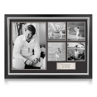Image of Exclusive Memorabilia Ian Botham Signed Cricket Photo Presentation. Deluxe Silver