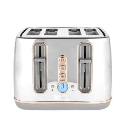 Image of Haden 204868 Dorchester Chrome &amp; Rose Gold 4 Slice Toaster