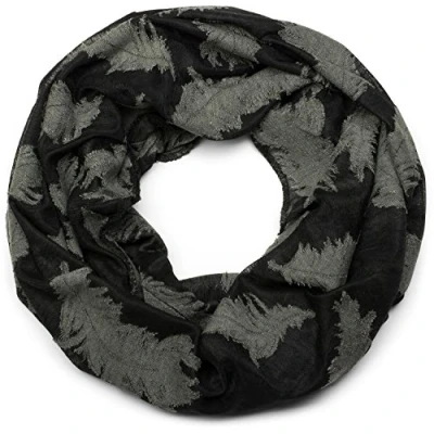 Image of styleBREAKER loop scarf with woven feather pattern, snood, shawl, unisex 01017068, Colour:Black