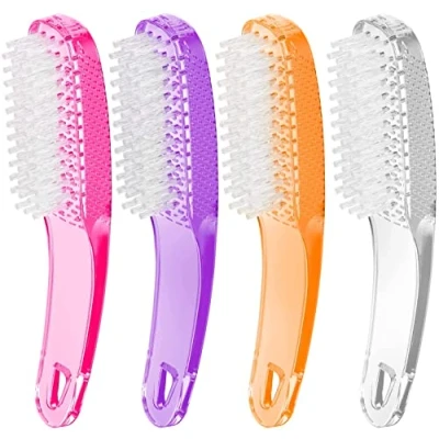 Image of 4 Pack Nail Cleaning Brushes, Larbois Plastic Handle Scrubbing Brush Fingernail with Soft Bristles Manicure Dust for Hand Toes Home Garden Salon use