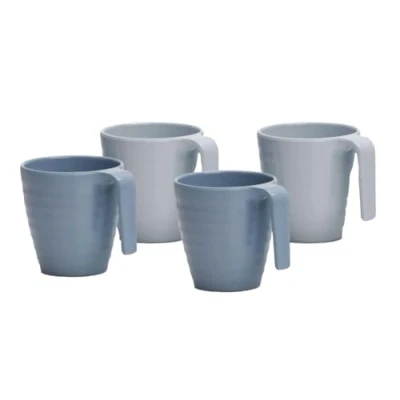 Image of Flamefield 4 Piece &#039;Shades of Blue&#039; Melamine Camping Picnic Mugs Set
