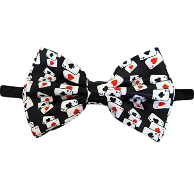 Image of Mens Playing Cards Gambling Casino Bowtie Black One Size Bow Tie