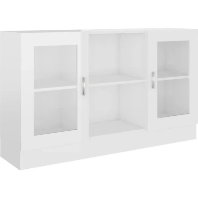 Image of vidaXL Vitrine Cabinet High Gloss White 120x30.5x70 cm Engineered Wood
