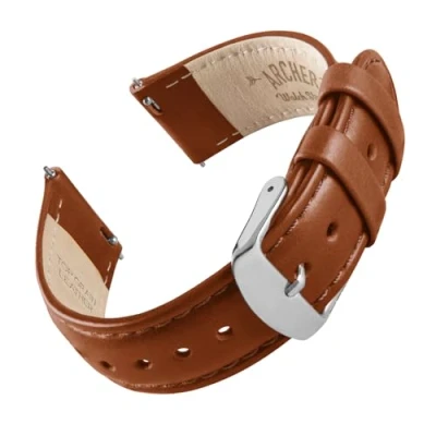 Image of Archer Watch Straps Top Grain Leather Quick Release (Cognac/Matched Thread, 20mm)