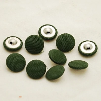 Image of 10 Fabric Covered Buttons Dark Moss Green 2cm