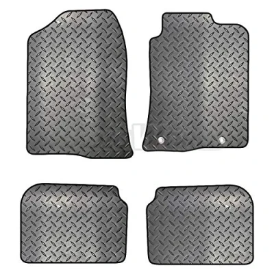 Image of Carsio Rubber 4 Piece Car Mat Set For Toyota Avensis 2003 2009 [with 2 Round Clips] Tailored Fit Floor Complete Accessory Black Custom Fitted All Weather &amp; Heavy Duty, Anti Slip Backing