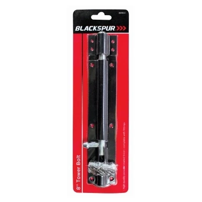 Image of Black 203mm Steel Tower Bolt By Blackspur