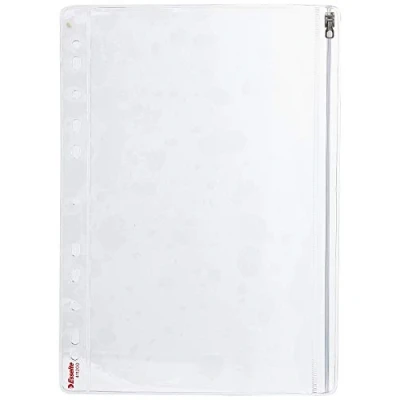 Image of Esselte Punched Pocket with Slide Zipper, Pack of 5, Transparent, 200 Micron PVC Material, 411200