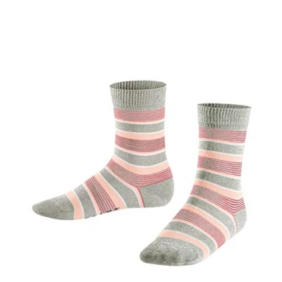 Image of FALKE Unisex Kids Mixed Stripe Socks, Cotton, Grey (Storm 3820), 9 11.5 (1 pair)