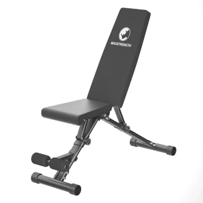 Image of MAXSTRENGTH Adjustable Weight Bench Foldable for Multi Purpose Home Exercise Gym Workout Utility Incline Decline Flat Press Full Body Black