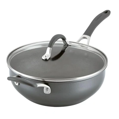Image of Circulon Scratch Defense Chefs Pan with Lid 26cm Induction Extreme Non Stick &amp; Glass Lid, Dishwasher Oven Safe Cookware, Graphite Pewter Finish