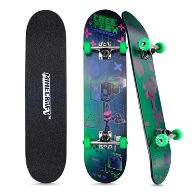 Image of Minecraft 31&quot; Lenticular Skateboard with Pro Trucks, Full Grip Tape, 9 Ply Maple Deck, Ideal for All Experience Levels