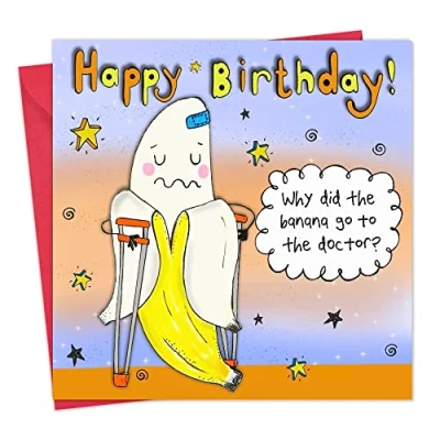 Image of Twizler Childrens Birthday Card with Banana Design Funny Joke Happy Kids for Boy or Girl