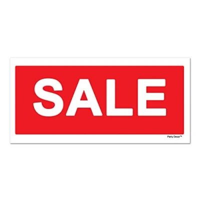 Image of 2 x SALE Promotion Info Sign Label Removable Self Adhesive Waterproof Durable Vinyl Sticker 225mm 106mm
