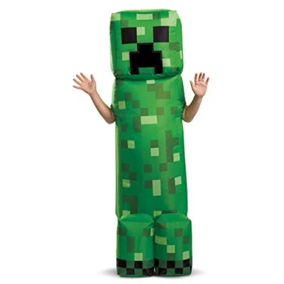 Image of Disguise 89331 Minecraft Creeper Inflatable Costume, Cartoon, Green, One Size Child