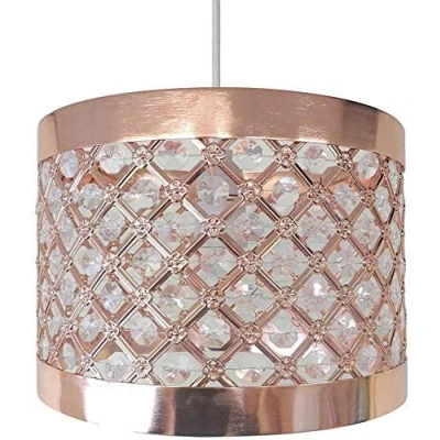 Image of Chandelier Style Ceiling Light Shade Droplet Pendant Acrylic Crystal Bead Luxury (Moda Copper)