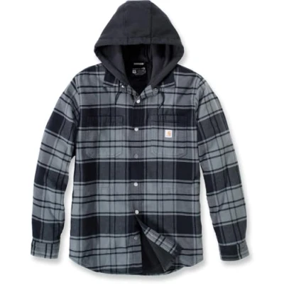 Image of Carhartt Men Lightweight Jacket Flannel Fleece Lined Hooded, Color:elm, Size:M