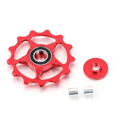 Image of Alomejor 11T/13T Derailleur Pulley, Aluminium Alloy Jockey Wheel, Bicycle Guide Wheel Pulley for Mountain Road Bike, Red